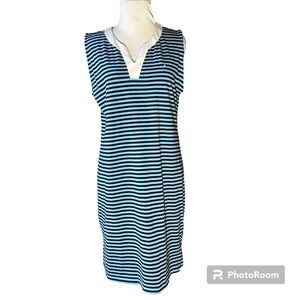 Nautica L sleeveless V neck striped dress